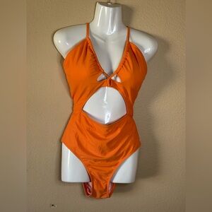 CUPSHE ORANGE One Piece Swimsuit Size L NWT